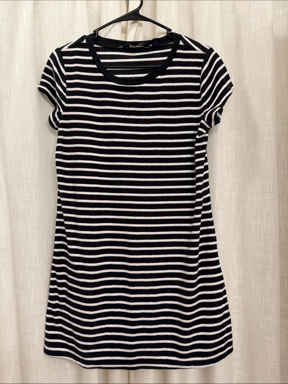 Lands End Terry Towel Black and White Short Sleeve Dress
